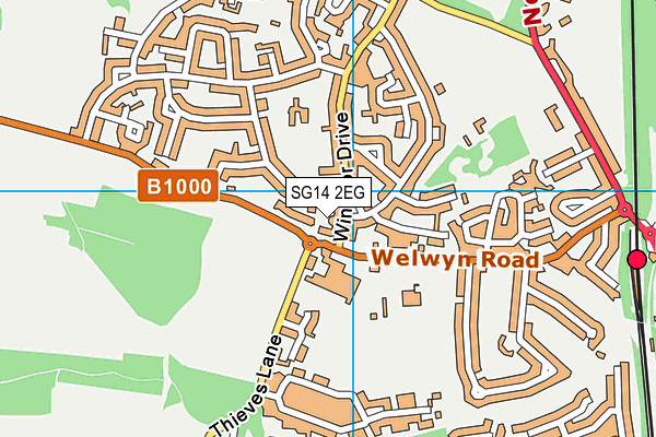 SG14 2EG map - OS VectorMap District (Ordnance Survey)