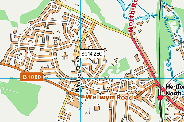 SG14 2EQ map - OS VectorMap District (Ordnance Survey)