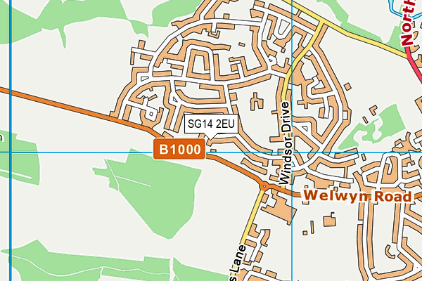 SG14 2EU map - OS VectorMap District (Ordnance Survey)