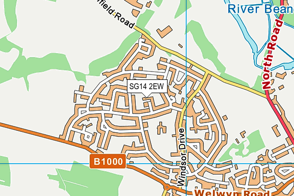 SG14 2EW map - OS VectorMap District (Ordnance Survey)