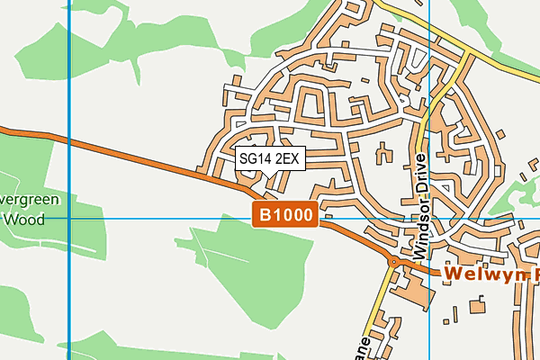 SG14 2EX map - OS VectorMap District (Ordnance Survey)