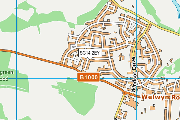 SG14 2EY map - OS VectorMap District (Ordnance Survey)
