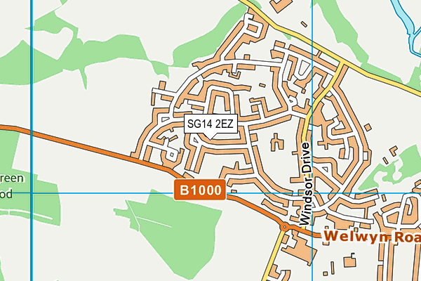 SG14 2EZ map - OS VectorMap District (Ordnance Survey)