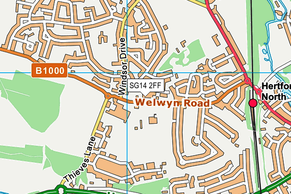 SG14 2FF map - OS VectorMap District (Ordnance Survey)