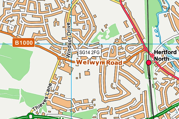 SG14 2FG map - OS VectorMap District (Ordnance Survey)