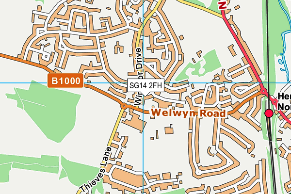 SG14 2FH map - OS VectorMap District (Ordnance Survey)