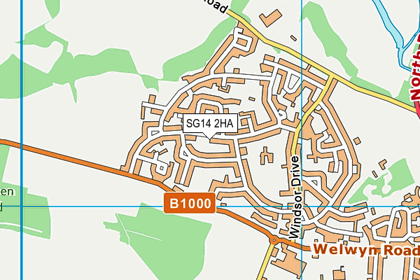 SG14 2HA map - OS VectorMap District (Ordnance Survey)