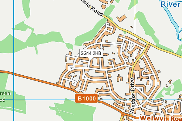 SG14 2HB map - OS VectorMap District (Ordnance Survey)