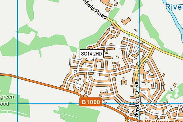 SG14 2HD map - OS VectorMap District (Ordnance Survey)