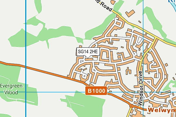 SG14 2HE map - OS VectorMap District (Ordnance Survey)
