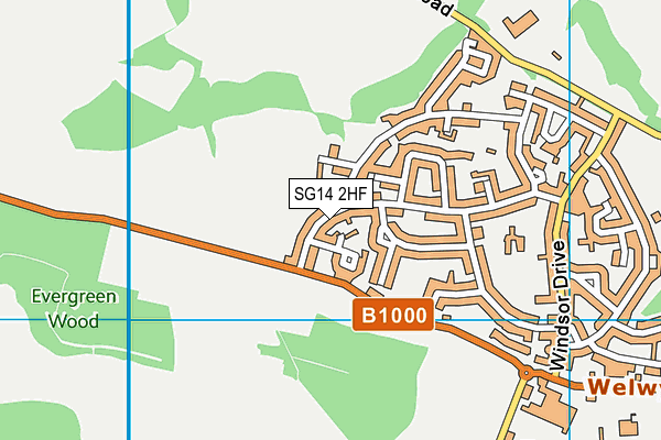 SG14 2HF map - OS VectorMap District (Ordnance Survey)