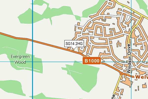 SG14 2HG map - OS VectorMap District (Ordnance Survey)