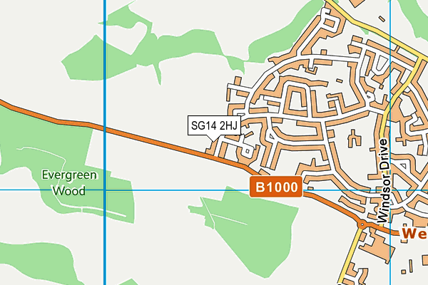 SG14 2HJ map - OS VectorMap District (Ordnance Survey)