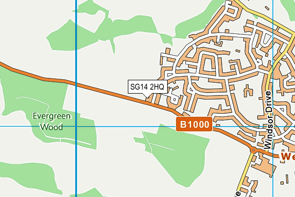 SG14 2HQ map - OS VectorMap District (Ordnance Survey)