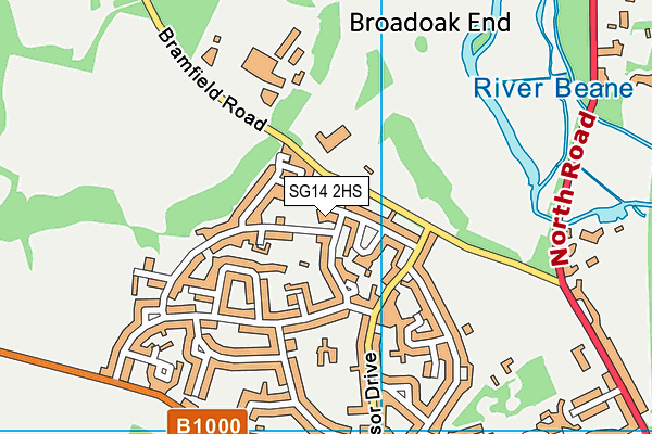 SG14 2HS map - OS VectorMap District (Ordnance Survey)