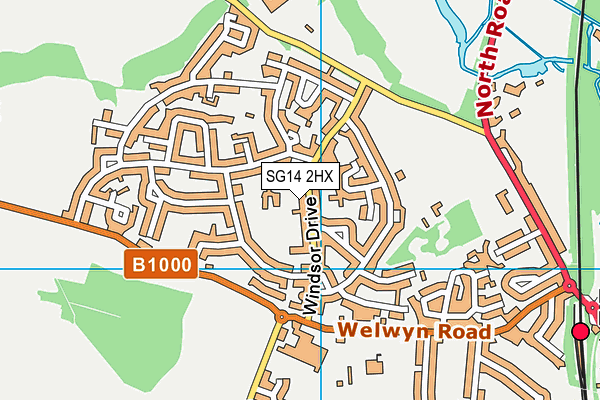 SG14 2HX map - OS VectorMap District (Ordnance Survey)