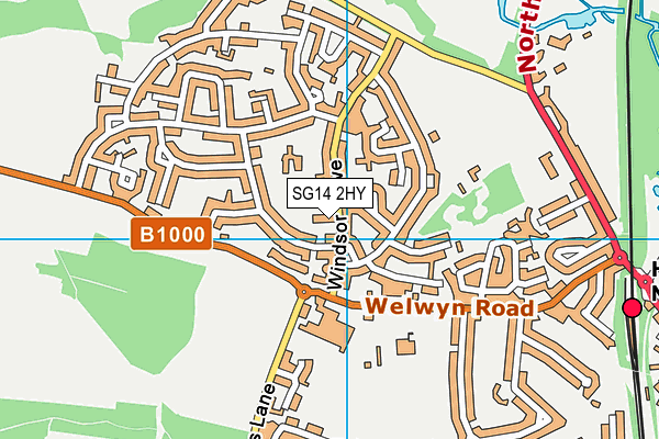 SG14 2HY map - OS VectorMap District (Ordnance Survey)
