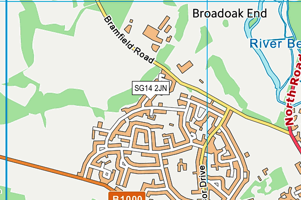 SG14 2JN map - OS VectorMap District (Ordnance Survey)