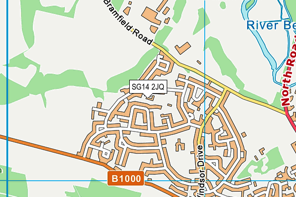 SG14 2JQ map - OS VectorMap District (Ordnance Survey)