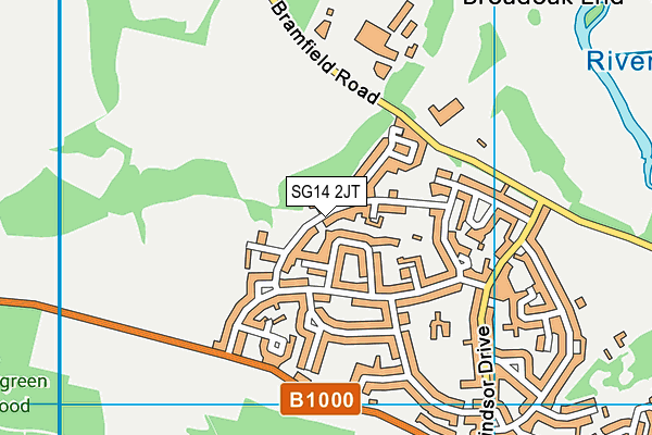 SG14 2JT map - OS VectorMap District (Ordnance Survey)