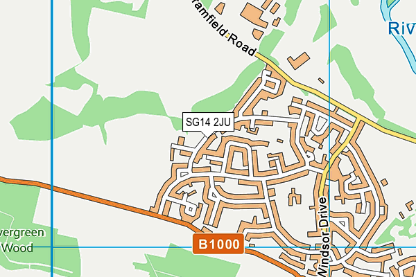 SG14 2JU map - OS VectorMap District (Ordnance Survey)
