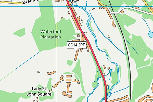 SG14 2PT map - OS VectorMap District (Ordnance Survey)