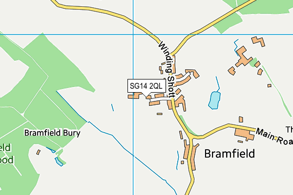 Bramfield Playing Field map (SG14 2QL) - OS VectorMap District (Ordnance Survey)