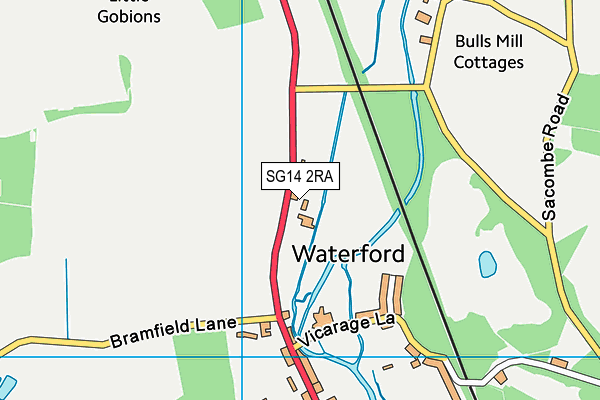 SG14 2RA map - OS VectorMap District (Ordnance Survey)