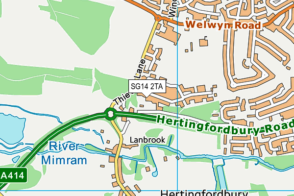 SG14 2TA map - OS VectorMap District (Ordnance Survey)