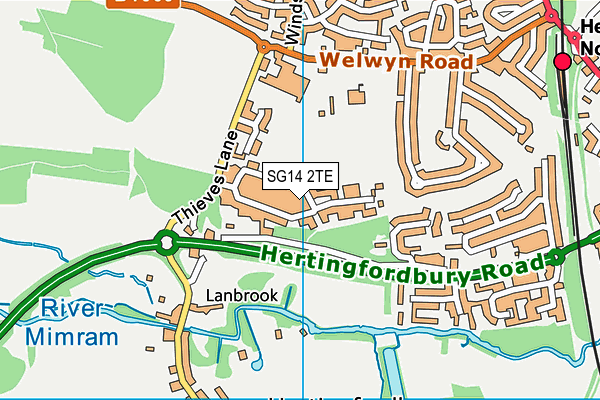 SG14 2TE map - OS VectorMap District (Ordnance Survey)