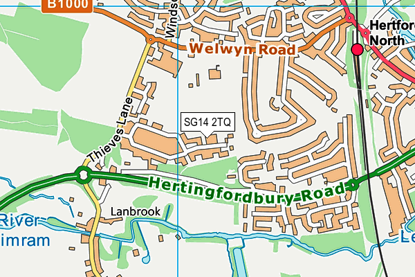 SG14 2TQ map - OS VectorMap District (Ordnance Survey)