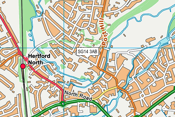 SG14 3AB map - OS VectorMap District (Ordnance Survey)