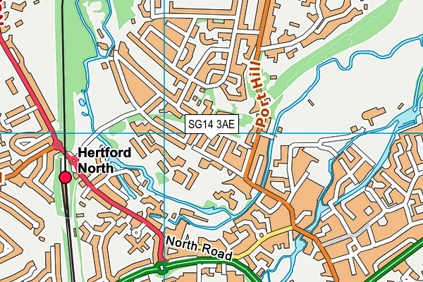 SG14 3AE map - OS VectorMap District (Ordnance Survey)