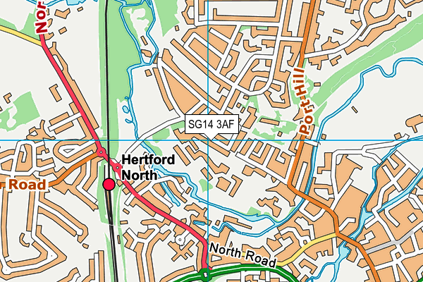 SG14 3AF map - OS VectorMap District (Ordnance Survey)