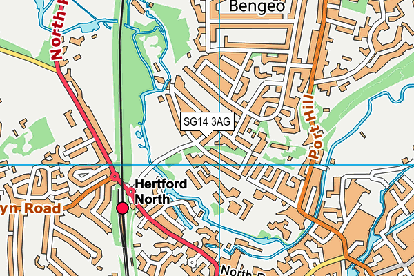 SG14 3AG map - OS VectorMap District (Ordnance Survey)