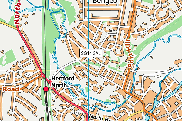 SG14 3AL map - OS VectorMap District (Ordnance Survey)