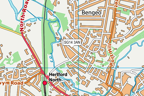 SG14 3AN map - OS VectorMap District (Ordnance Survey)