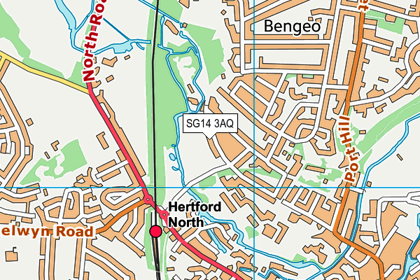 SG14 3AQ map - OS VectorMap District (Ordnance Survey)