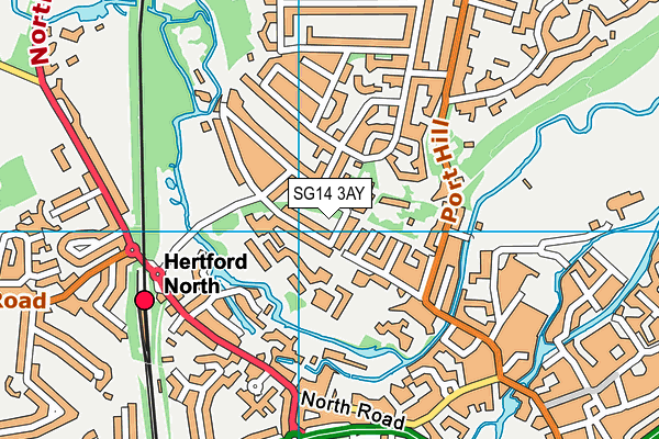 SG14 3AY map - OS VectorMap District (Ordnance Survey)