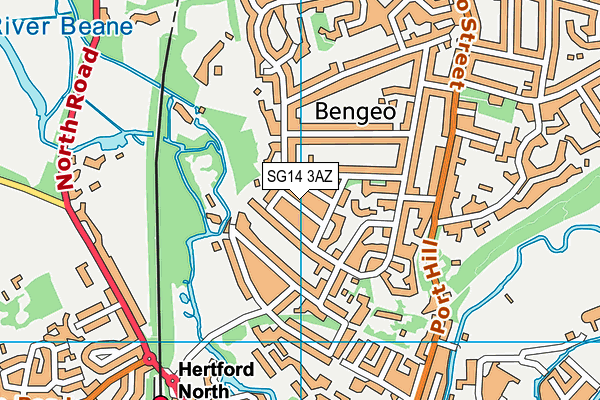 SG14 3AZ map - OS VectorMap District (Ordnance Survey)