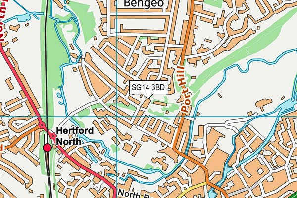 SG14 3BD map - OS VectorMap District (Ordnance Survey)