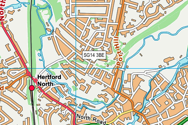 SG14 3BE map - OS VectorMap District (Ordnance Survey)