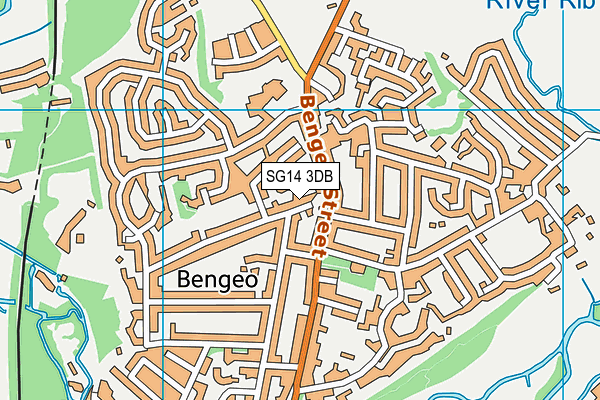 SG14 3DB map - OS VectorMap District (Ordnance Survey)