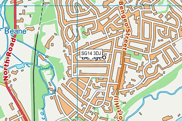 SG14 3DJ map - OS VectorMap District (Ordnance Survey)