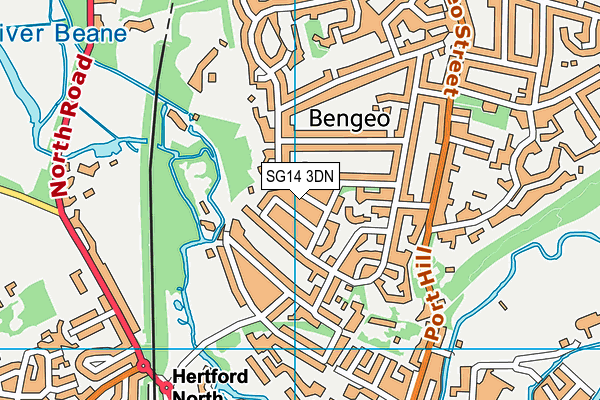 SG14 3DN map - OS VectorMap District (Ordnance Survey)