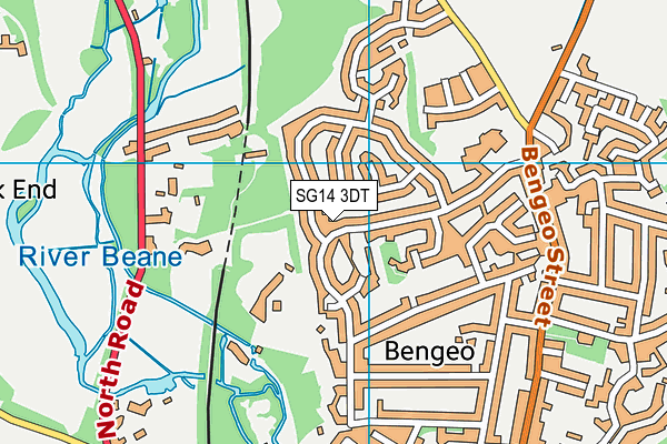 SG14 3DT map - OS VectorMap District (Ordnance Survey)