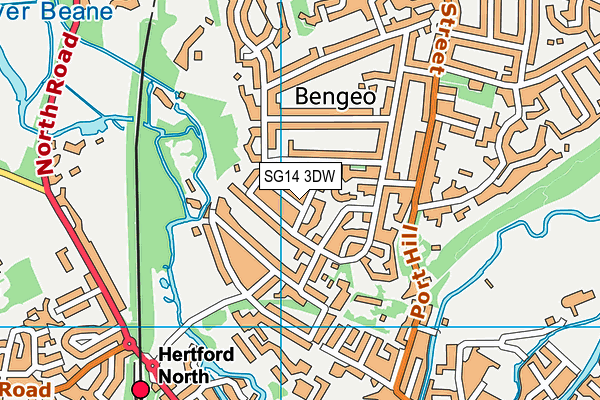 SG14 3DW map - OS VectorMap District (Ordnance Survey)