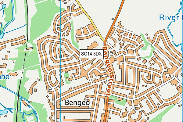 SG14 3DX map - OS VectorMap District (Ordnance Survey)