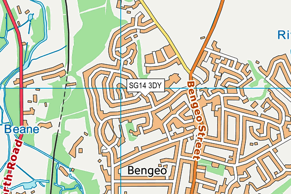 SG14 3DY map - OS VectorMap District (Ordnance Survey)