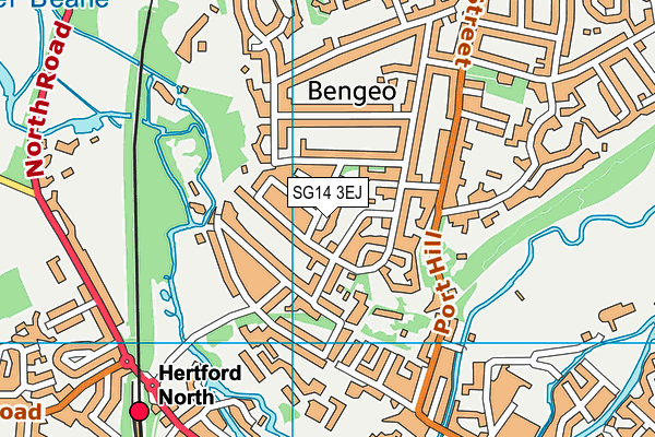 SG14 3EJ map - OS VectorMap District (Ordnance Survey)